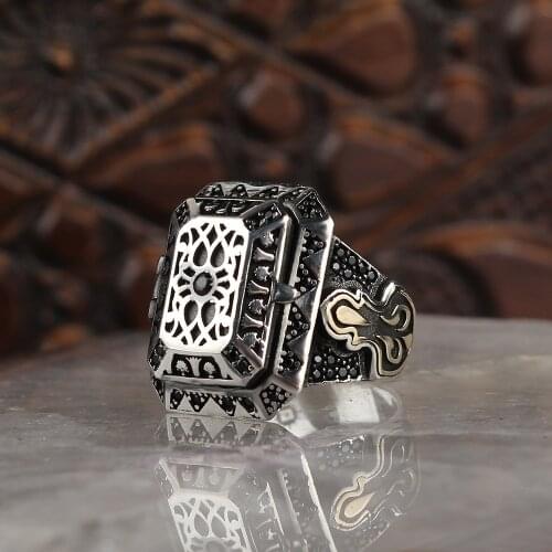 Onyx 925 Silver Traditional Handmade Turkish Signet Ring Luxury Lion Engraving Quality Best Craftman Jewelry Gift for Women Men