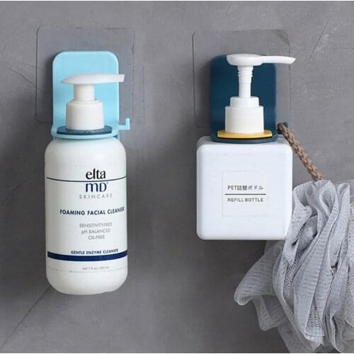 Plastic Wall Mount Soap Shower Gel Dispenser Bottle Hanging Hook Rack Hand Sanitizer Holder Bathroom Kitchen Organizer No Drill