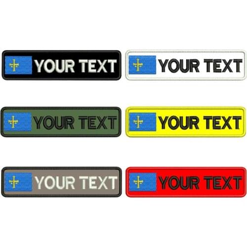 Custom Asturias Flag Name Tags Patch Embroidered Iron on Hook Backing