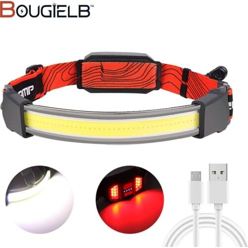 Portable Mini Flashlight COB Led Headlamp Powerful Power Built-in Battery Outdoor Camping Fishing Headlight Red/White Work Light