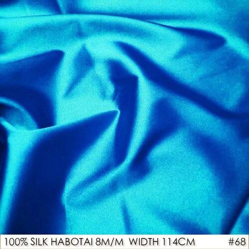 CISULI 100% 8momme SILK HABOTAI 114cm width Pure Silk Fabrics for T Shirt Women Dress Lining NO.68 Mongolia Blue