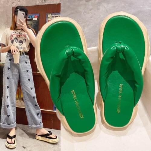 Flat Slippers for Women 2021 Summer New Candy Color Thick Bottom Casual Flip-Flops Beach Flip-Flops