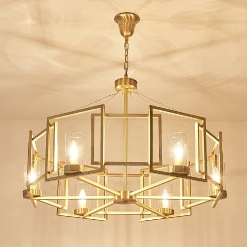 Modern Copper Chandelier frame Geometric LED lamp 6 8 Heads For Kitchen Living Room Decoration Chandelier Home Lighting PA0119