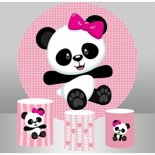 Sxy1900 Cute Panda birthday party backdrop baby shower round scene setter wall decor banner background poster newborn Photocall