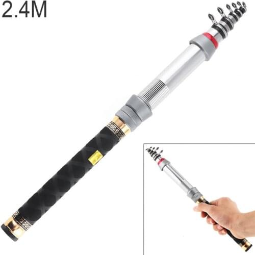 2.4m Carbon Fiber Mini Telescopic Fishing Rod Ultra Short Multifunction Sea Spinning Fishing Pole Small Guide Rings