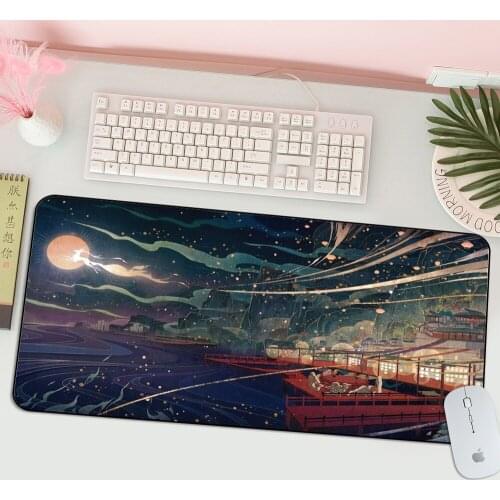 Genshin Impact Characters Rubber Pad To Mouse Game Gaming Mouse Pad Gamer Large Deak Mat 900x400mm Animation Products Desks