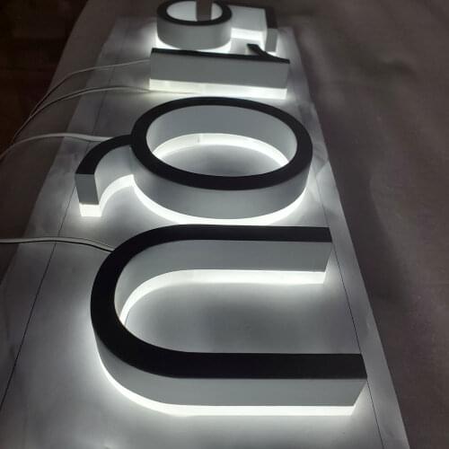 Top quality backlit grey painted 304 SUS led channel letter shopfront numbers with acrylic