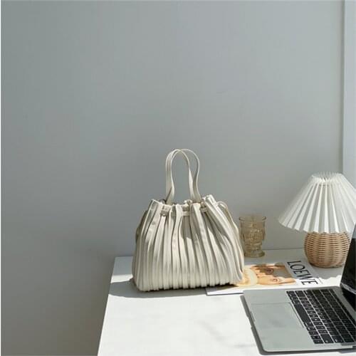 2021 Female Trend Ladies New Fashion Creative Striped Shoulder Messenger Bag PU Portable Pleated Bag
