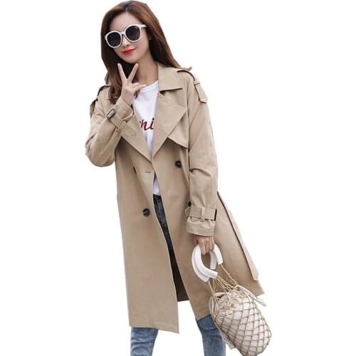 Female New Spring Autumn Long sleeve Trench Coat Women Korean Loose Double breasted With Sashes Ladies Windbreaker Outerwear