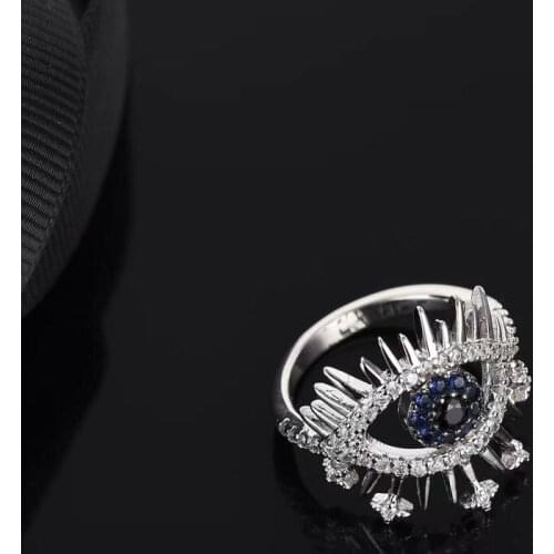 925 Sterling silver Fashion Women Finger Ring Lucky Eye evils Eye Charm Rings For Women Party Gift Jewelry