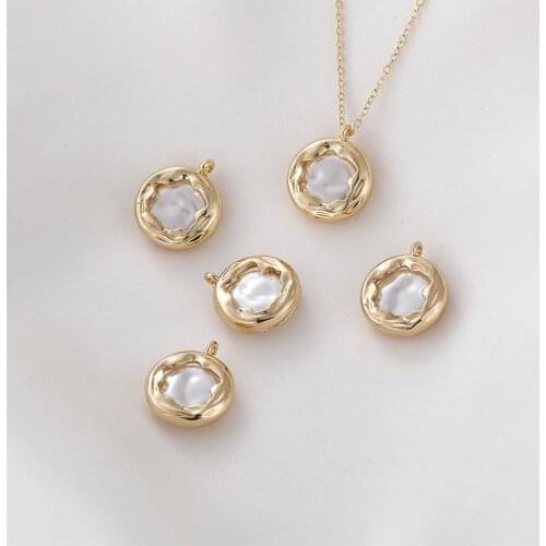 14K covered gold copper plated real gold baroque pearl round pendant DIY necklace bracelet earrings accessories materials