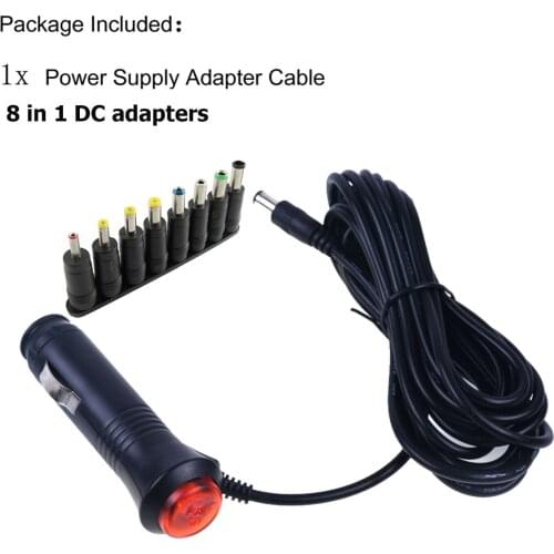 1x Car Cigarette Lighter Charger DC 5.5 x 2.1mm Male Plug Power Connector Cable with Switch 2M Black