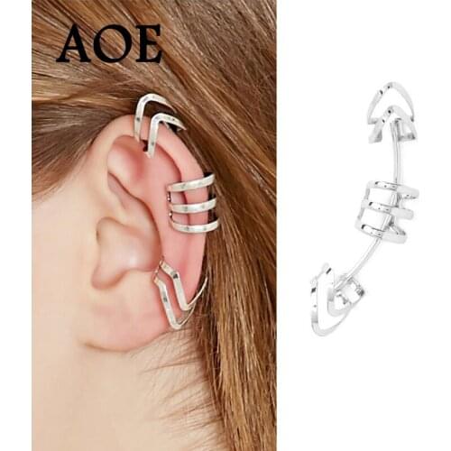 2019 New Arrival Fashion Jewelry Silver Plated Punk Ear Cuff Earrings For Women Rock No Ear Hole Clip Earrings Party Gift