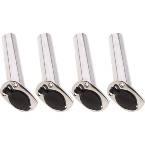 4pcs 30 Degree Stainless Heavy Duty Flush Mount UV Resistant Rod Holder with Black PVC Cap and Liner