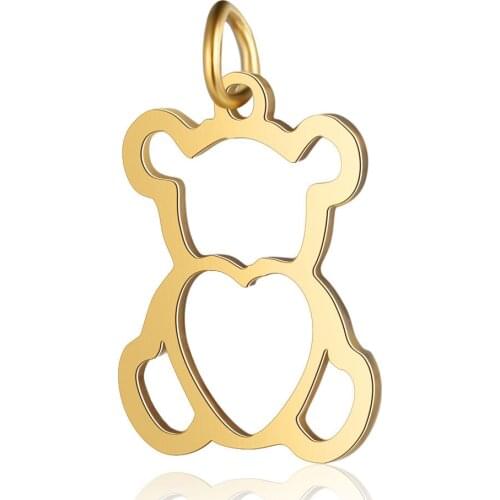5pcs/lot 14*22mm Stainless Steel Bear Pendant Charms with Hook for DIY Necklace Findings Crafts Jewelry Making Party Gift