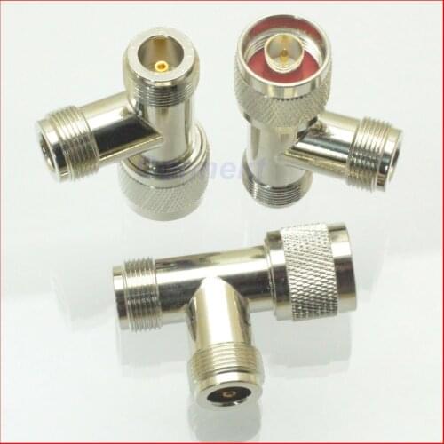 5pcs/lot N male to two N female jack triple T in series RF adapter connector 3 way