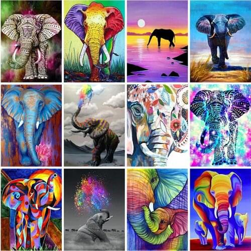 HUACAN 5d Diamond Painting Elephant Rhinestones Pictures DIY Diamond Embroidery Animal Mosaic Needlework Wall Art