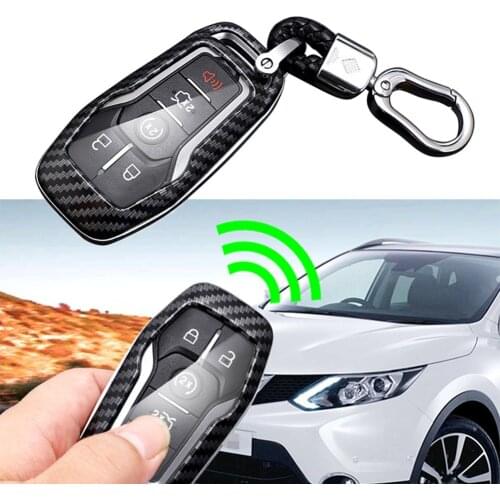 Car Smart Key Shell Carbon Fiber Hard ABS Pretector Cover w/ Chain For Ford Fusion Explorer Mustang Edge F150 Mondeo For Lincoln
