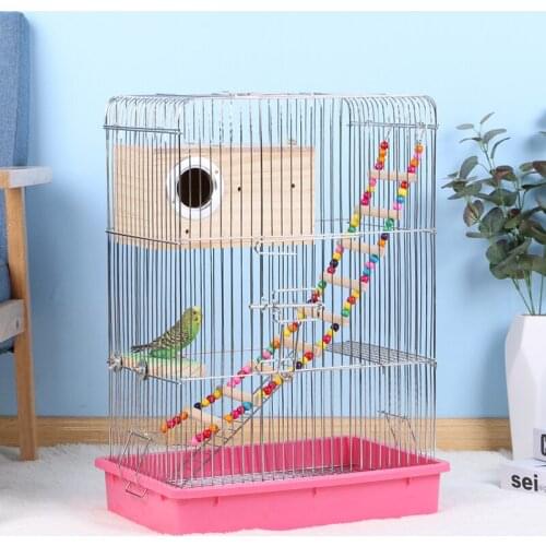 Large Stainless Steel Bird Cage Parrot Metal Breeding Bird Houses Outdoor Travel Jaula Pajaro Grande Birds Accessoires DL60NL