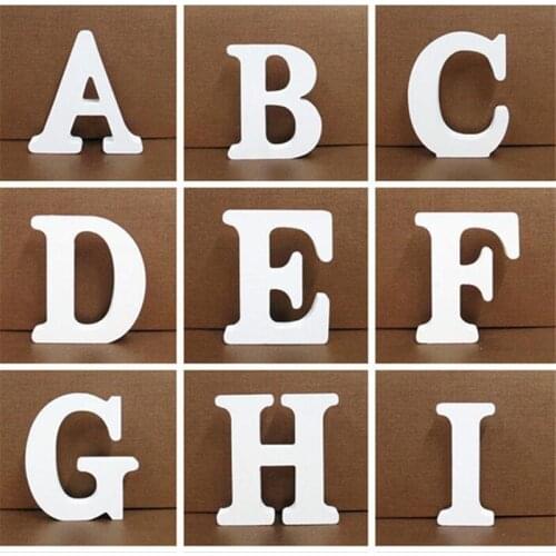 1pc 8CM White Wooden Letter English Alphabet DIY Personalised Name Design Art Craft Free Standing Heart Wedding Home Decor