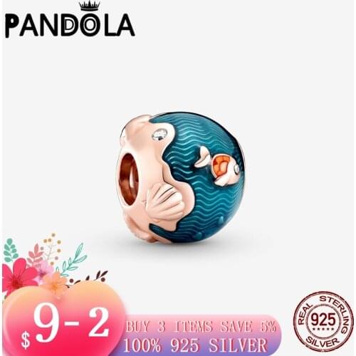 2021 new Arrival 925 Sterling Silver Shimmering Ocean Waves & Fish Charms Beads Fit Original Pandora Bracelet Necklace Jewelry