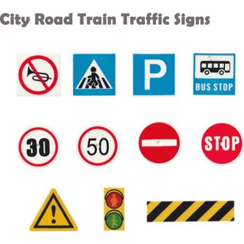 Children Traffic Safety Education Small building blocks Toys City Traffic traffic lights Road Sign street view accessories