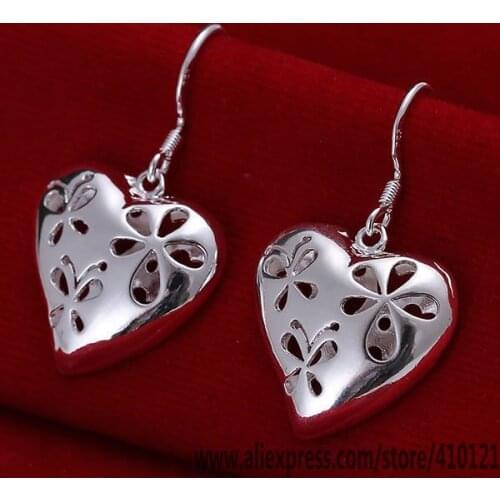 E217 Hot Sale High Quality Silver Clolor Jewelry,Wholesale Jewelry Elegant Charms Fashion Hollow Crooked Heart Earrings /dl