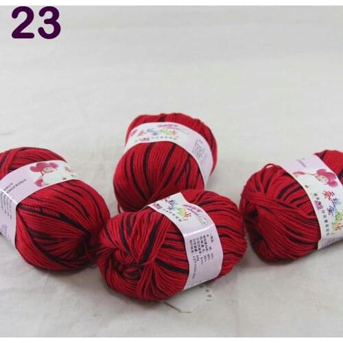Color Optional 4 ballsX50g Cashmere Silk Velvet Children Hand Kintting Yarn 1823 Red Black