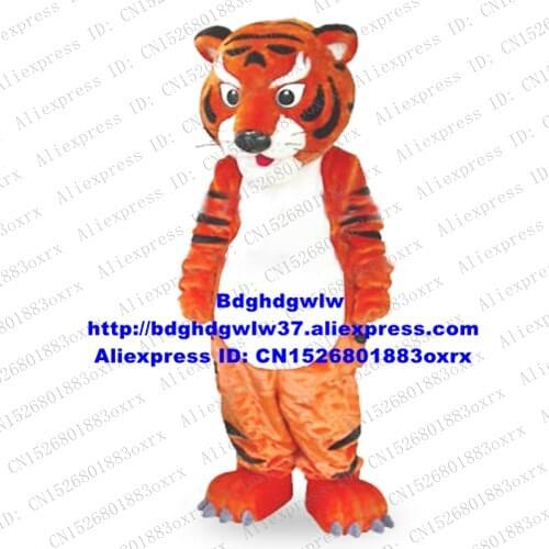 Long Fur Orange Tiger Tigerkin Mascot Costume Adult Cartoon Character Outfit Suit Business Ceremony Artistic Performance zx2054