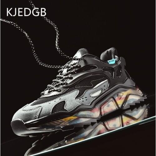 KJEDGB New Autumn Chunky Sneakers Men Shoes Black Dad Shoes TPU Sole High Quality Thick Bottom Walking Male Footwear Size 45