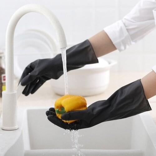 Hot Sale Family Black Thin Housework Cleaning Rubber Latex Gloves Kitchen Durable Waterproof Dishwashing Washing Clothes