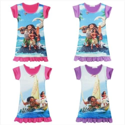 Summer Kids Girls Dresses Vaiana Maui Dress for Girls Clothes Cartoon Moana Print Dress Children Princess Clothes Baby Costumes