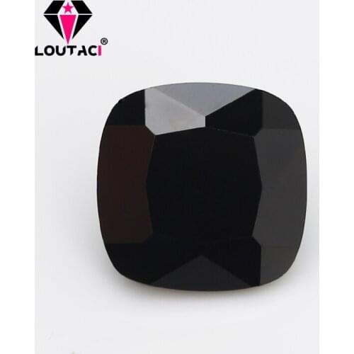 LOUTACI Black Cushion Cubic Zirconia Used in Jewelry Fancy Style Stones Small Size 3x3-4x4mm