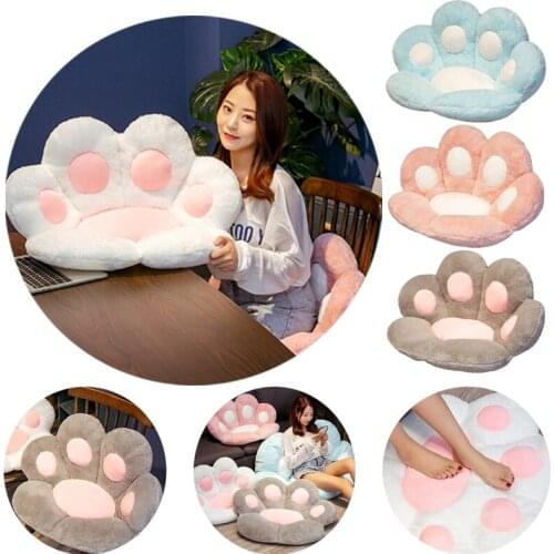 Cute Cat Paw Back Pillows Plush Chair Cushion Animal Child Seat Cushion Sofa Mat Home Sofa Indoor Floor Winter Decor Gift