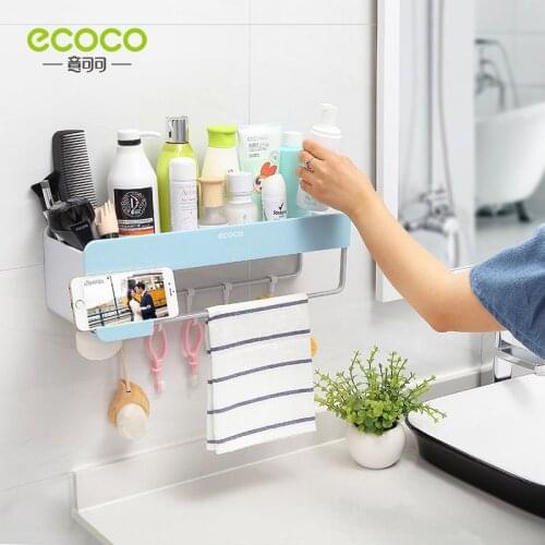 Ecoco Multifunctional Bathroom Shelf Punch-free Multi-purpose Storage Shelf Wall-mounted Waterproof and Moisture-proof