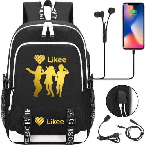 Hot Likee Backpack Likee Video App Teenager USB Charging Laptop Backpack Women Men Rucksack Kids Book Bag Mochila Travel Bag