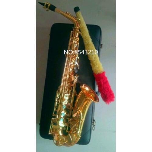 Brand New Alto Saxophone Eb Sax Golden Plated Brass Instruments Music Professional Saxofone With hard case Free shipping