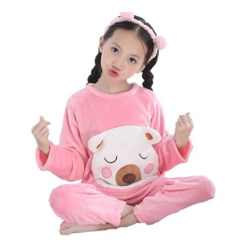 Pajama Sets Sleepwear girls pajamas enfant kids girls pijamas pijama girl pyjama sets Coral flee kids nightwear 100-155cm new