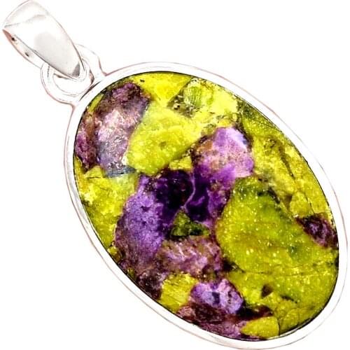 Genuine STICHTITE Pendant 925 Sterling Silver, 44 mm, AP6515