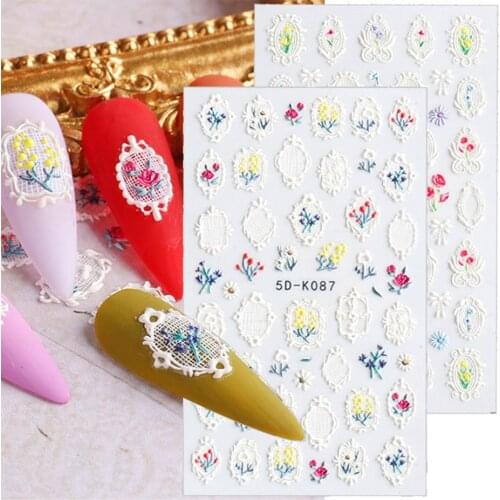 Embossed Flower Leaf Sticker Halloween Slider For Nail Bloody Lips Pumpkins Nail Design Self Adhesive Full Wraps Manicure SA5D-K