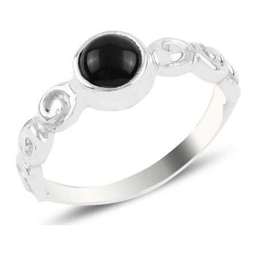 Silverlina Silver Onyx Cubic Zirconia Engagement Ring
