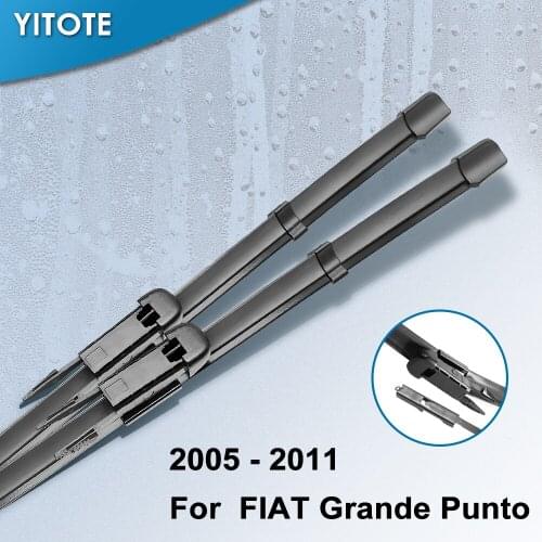 YITOTE Wiper Blades for FIAT Grande Punto Fit Pinch Tab Arms 2005 2006 2007 2008 2009 2010 2011