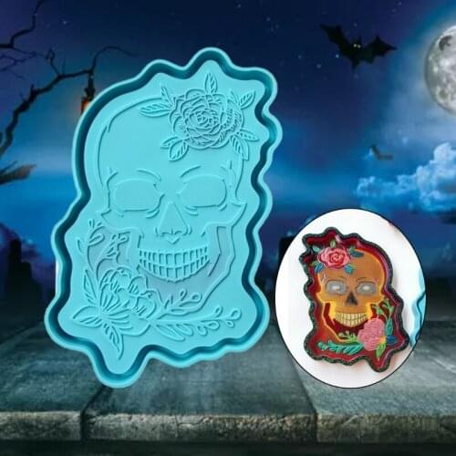 Skull Tray Epoxy Resin Mold Serving Plate Board Coaster Casting Silicone Mould
