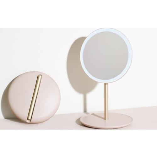 Folding Makeup Mirror Light Portable Makeup Ring Light Mirror With Stand Round Shape Cosmetic Mirrors Lady Christmas Gift espejo