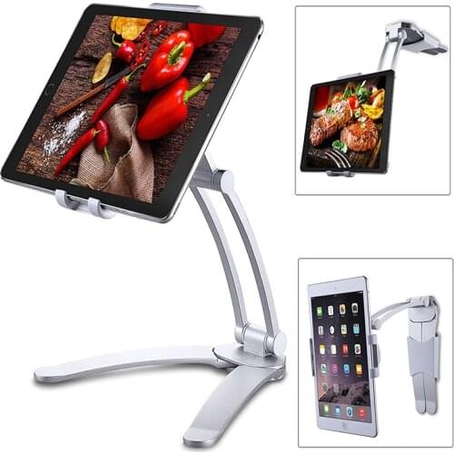 Universal Tablet Wall Mount Bracket for IPad Bed Support Folding Aluminum Kitchen Holder for 4-10.5 Inch Ipad Phone Tablet PC