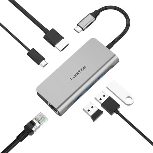 USB C Hub with 4K HDMI, Gigabit Ethernet, USB 3.0, Charging Adapter for MacBook Pro (Thunderbolt 3 Port), New Mac Air 2018 2019