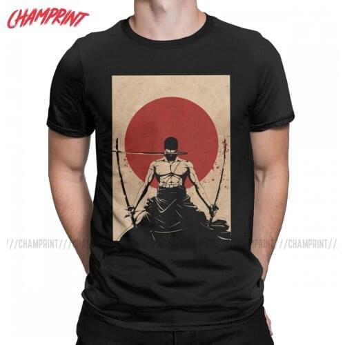 Funny One Piece Roronoa Zoro T-Shirt Men O Neck Pure Cotton T Shirt Anime Short Sleeve Tee Shirt Plus Size Clothes