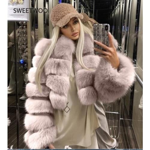 Faux Fox Fur 2021 Winter Coat Women Fashion High Quality Thick Faux Fur Coat Women Vintage Long Sleeve Short Jackets Furry Coat