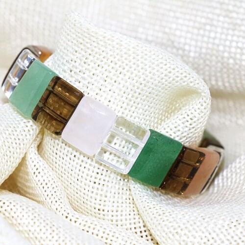 10*14mm mix-stone natural stone crystal tiger eyes chalcedony beads high grade women bracelet bangle jewelry 7.5inch B1689