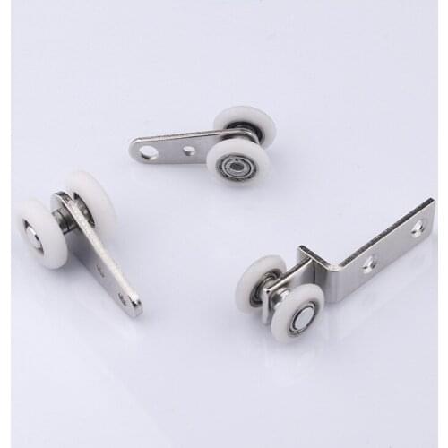 10PCS 45x19mm Metal Bearing Pulley Block with Two Plastic Wheel for Wardrobe Cupboard Window Cabinet Sliding Doors